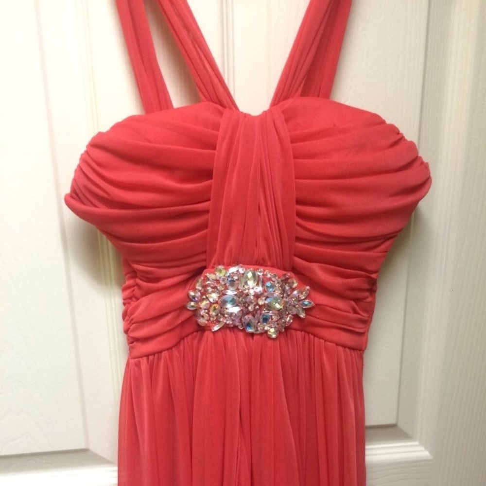 Coral dress party / cocktail occasions.